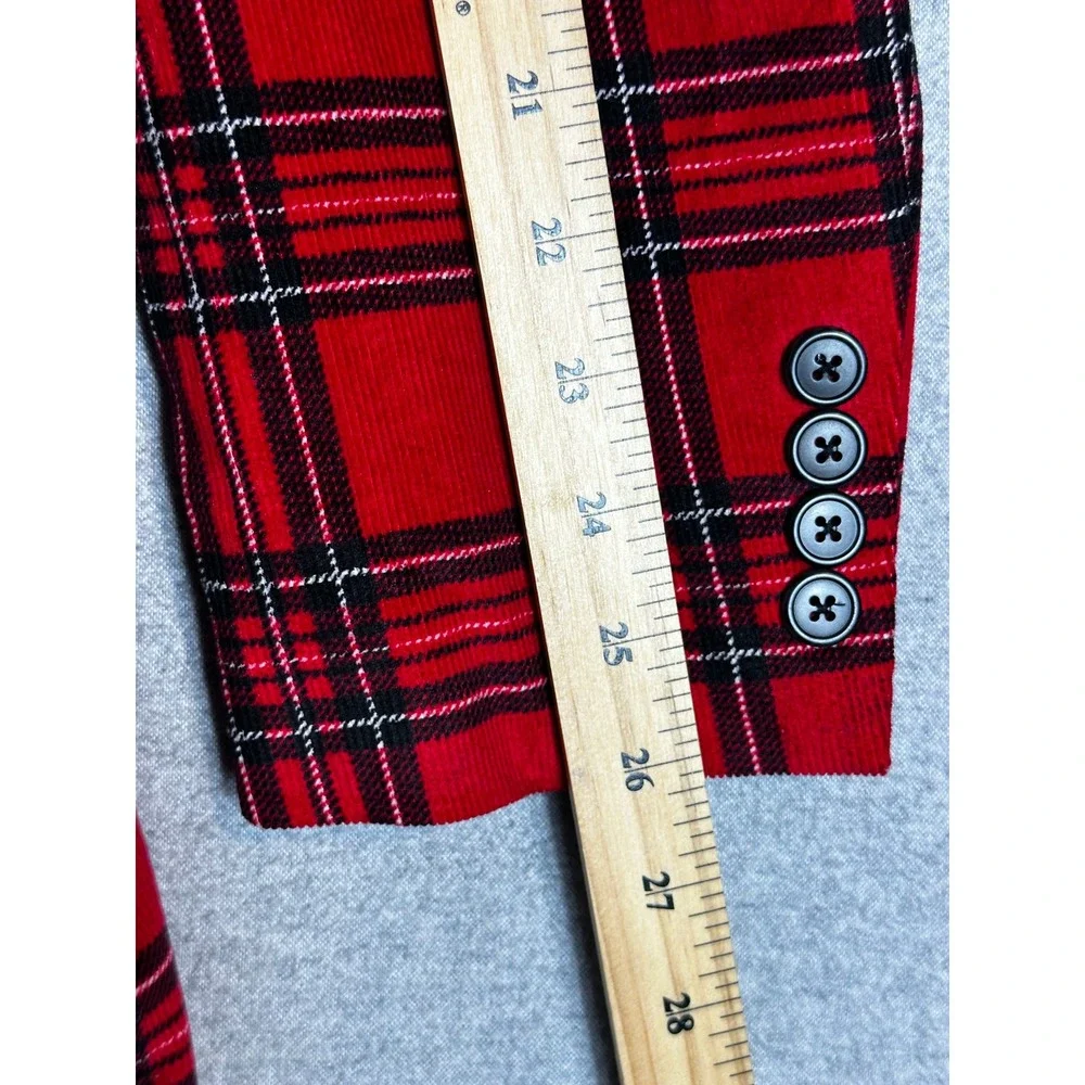 Saddlebred Sport Coat Mens 44L Red Plaid Corduroy Blazer Holiday